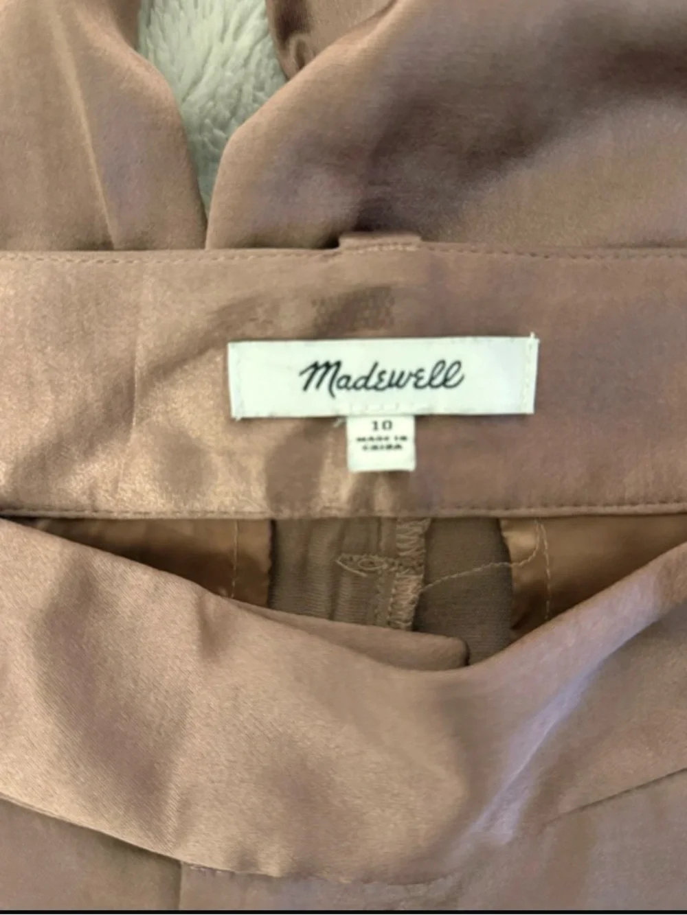 MADEWELL Silky Pleated Wide-Leg Pants in Rose Gold/Taupe color- Size 10